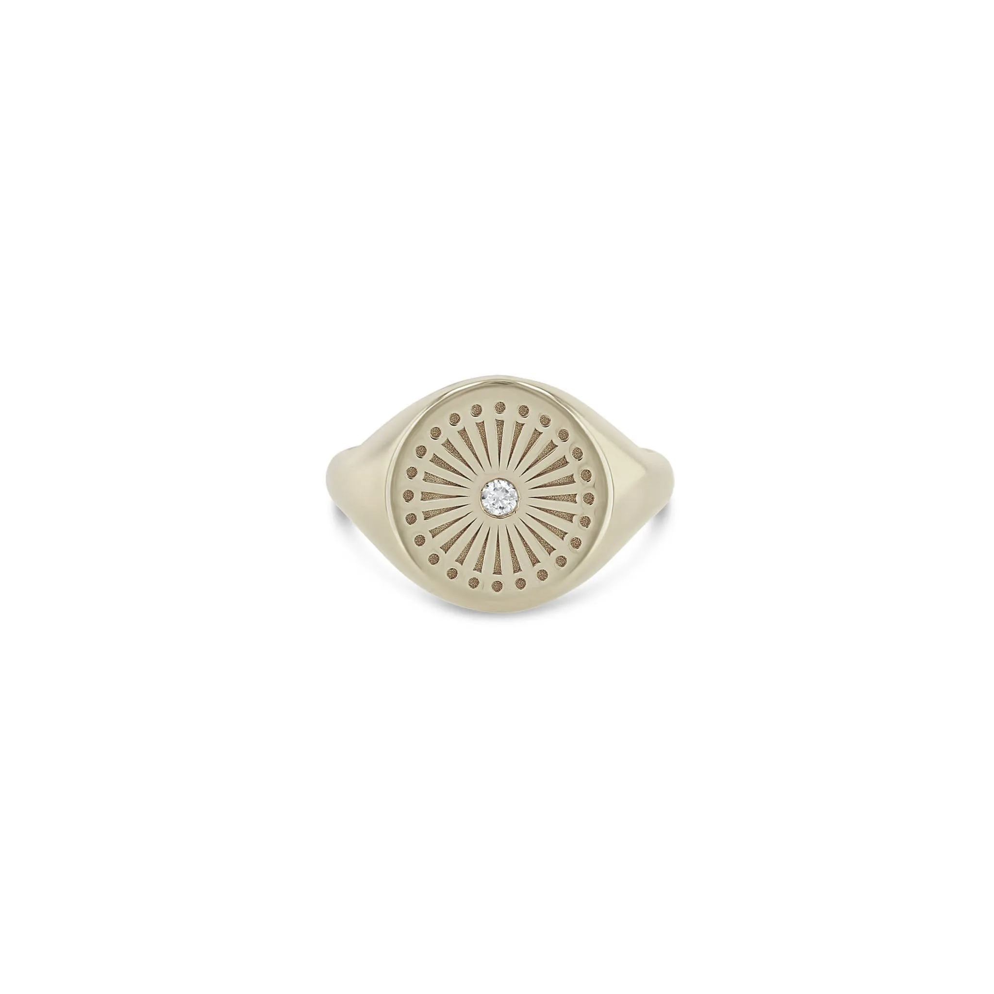 14k Sunbeam Engraved Signet Ring