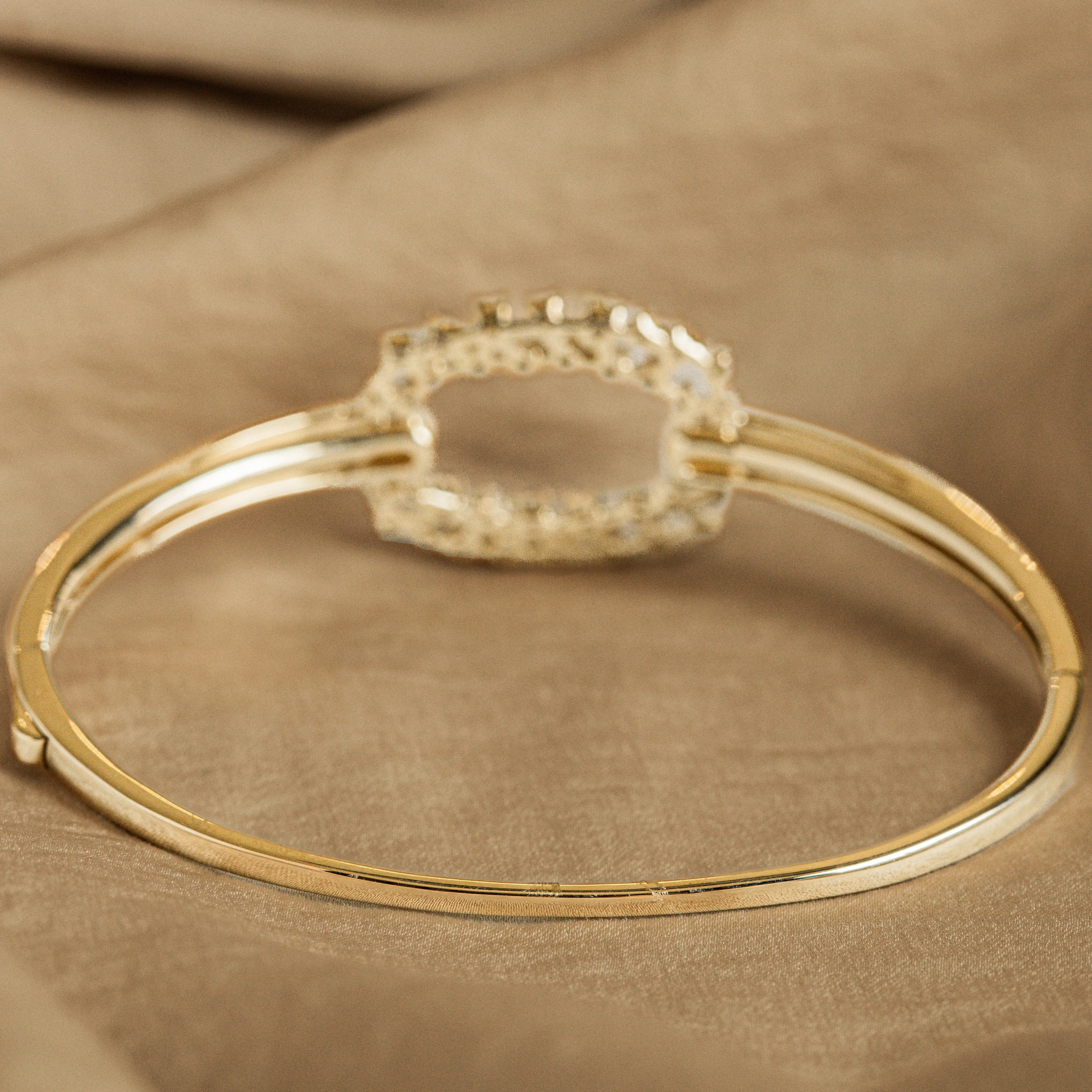 14K Yellow Gold 1 Carat Total Weight Scattered Diamond Bangle