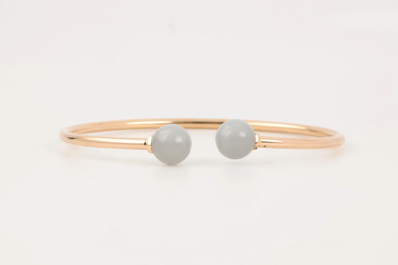 18k Rose Gold Moonstone Bead Bangle Bracelet (7.23g.)