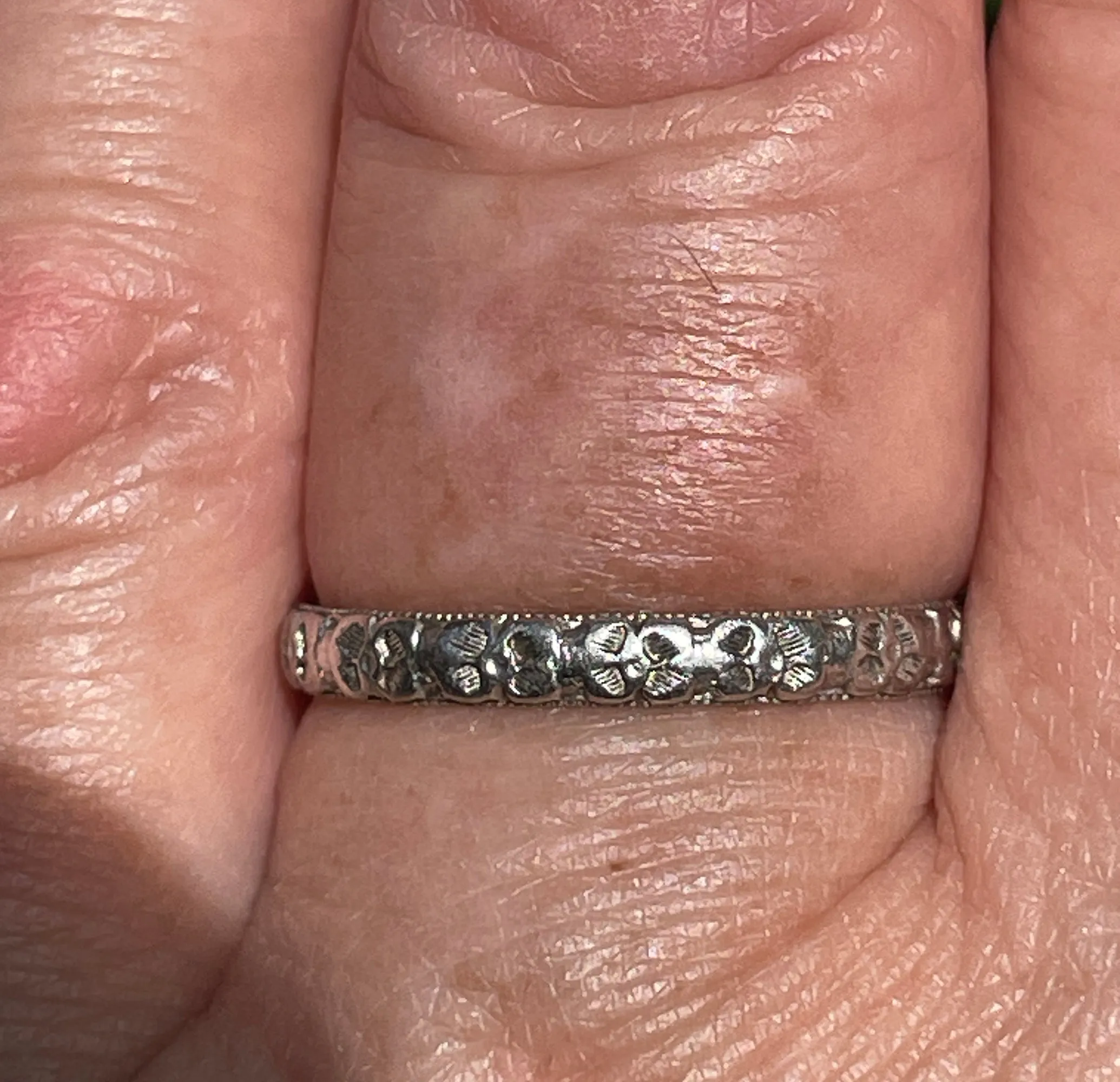 1928 Art Deco Thin WEDDING ANNIVERSARY Platinum Band Ring