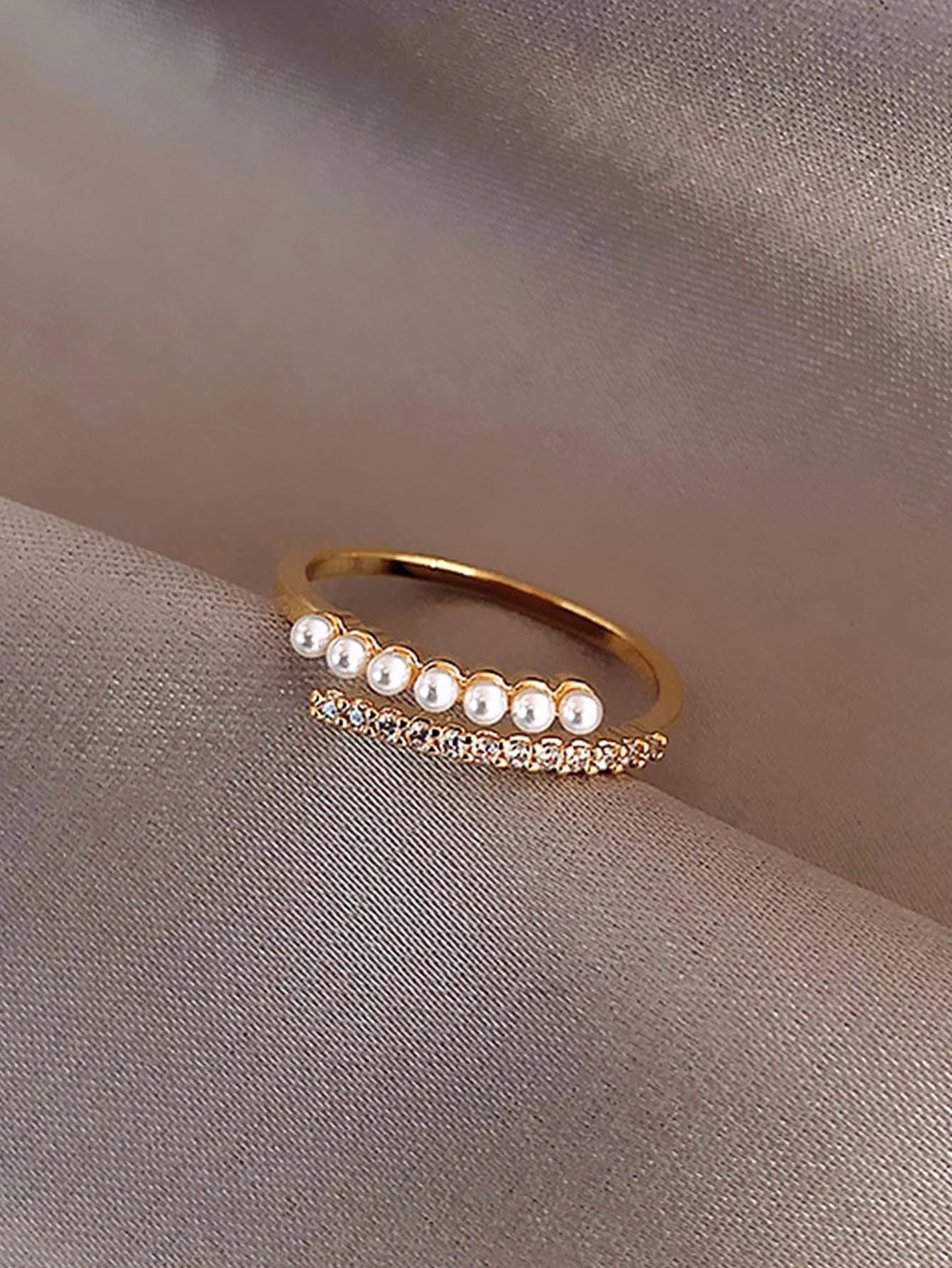 1pc Cultured Pearl Minimalist Adjustable Cuff Ring For Index Finger