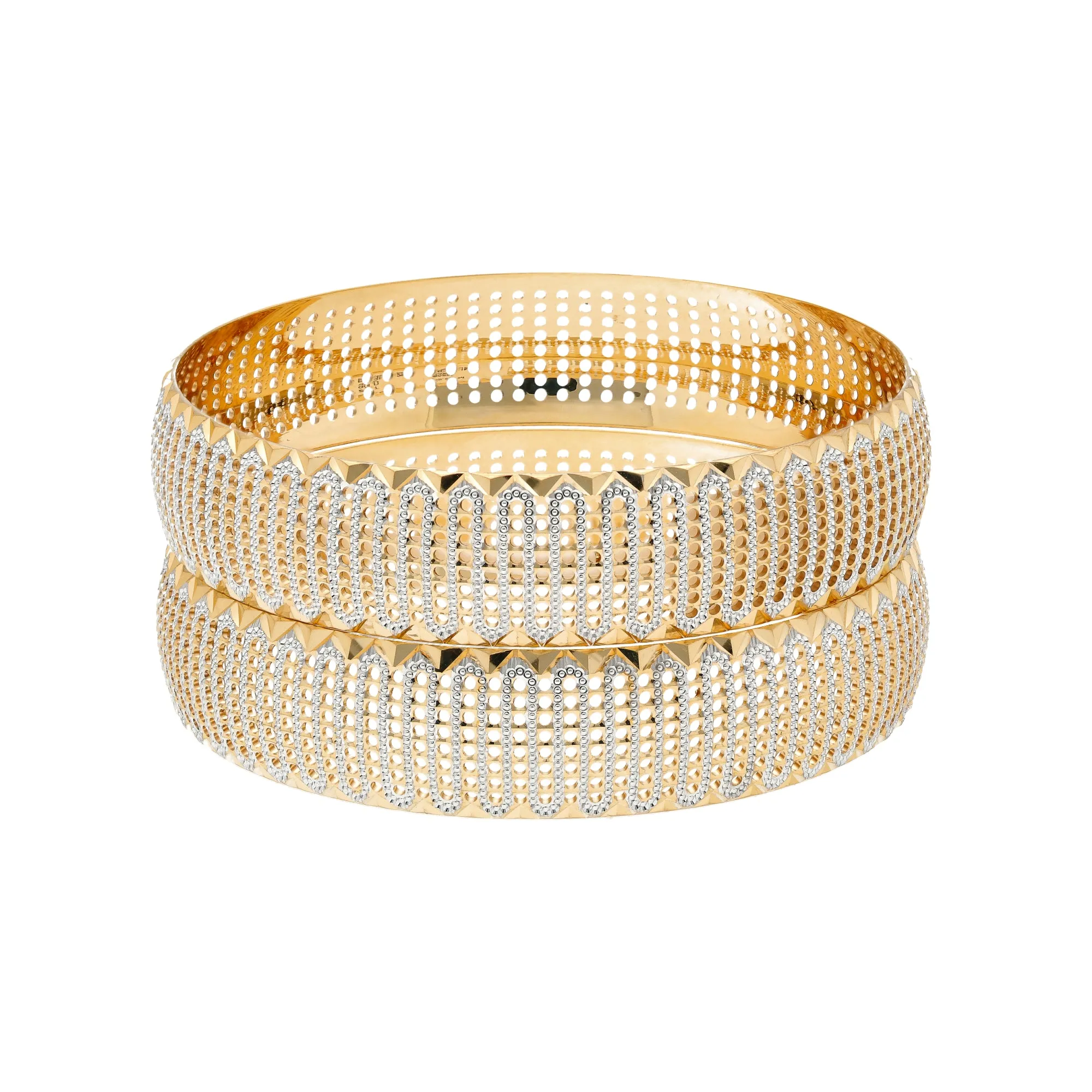 22K Yellow & White Gold Bangle Set of 2 (52.8gm)