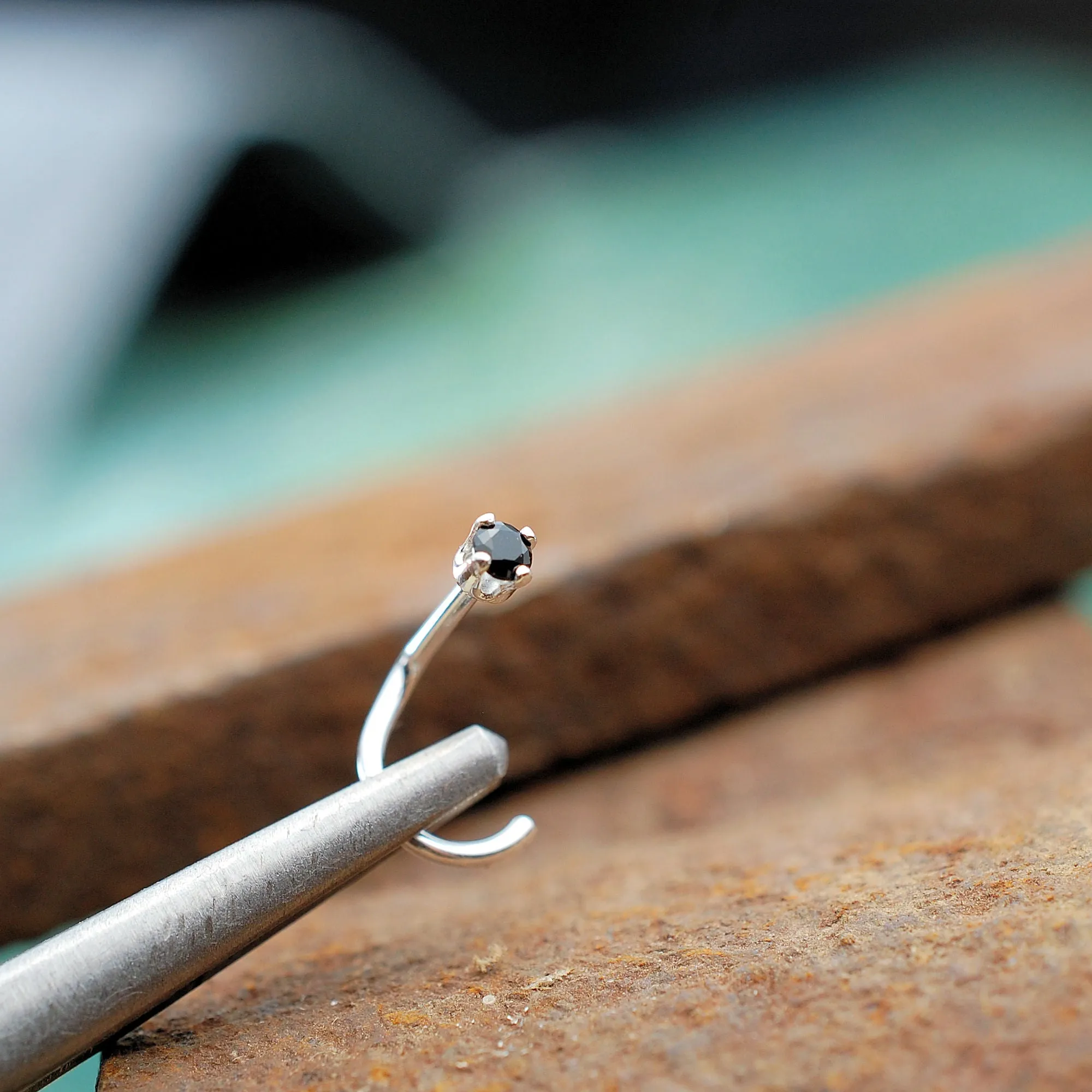 2mm Black Diamond Style Nose Stud