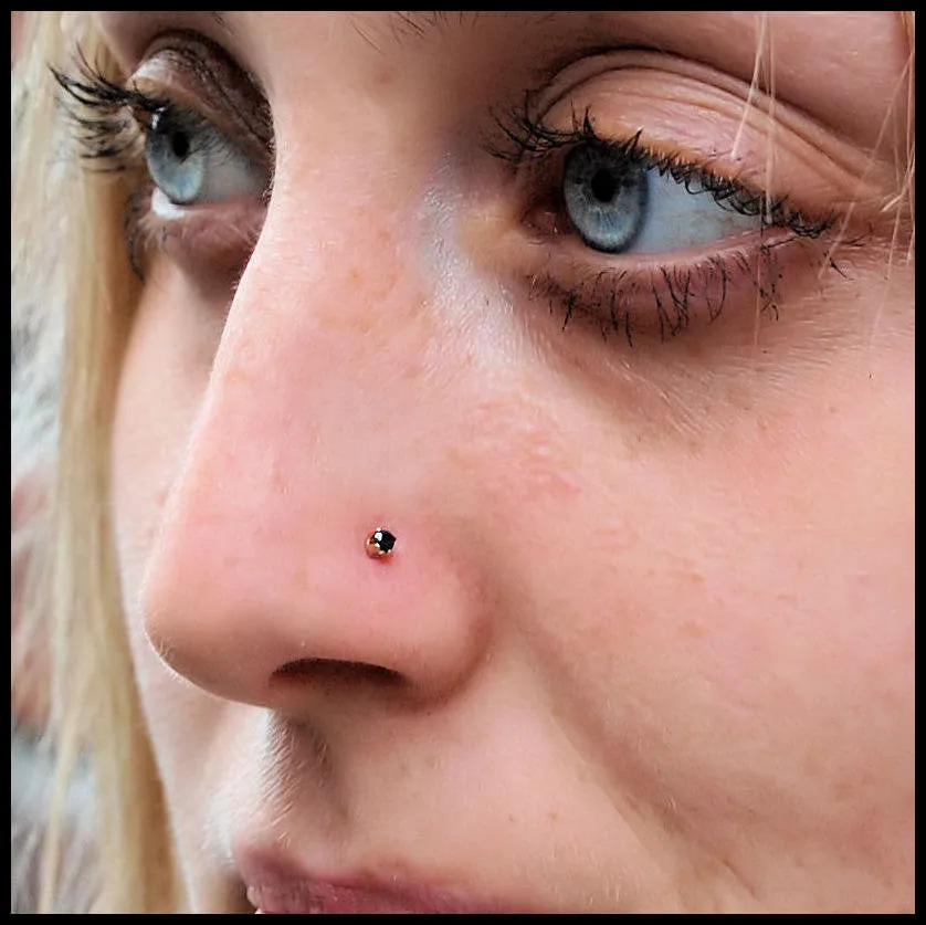 2mm Black Diamond Style Nose Stud