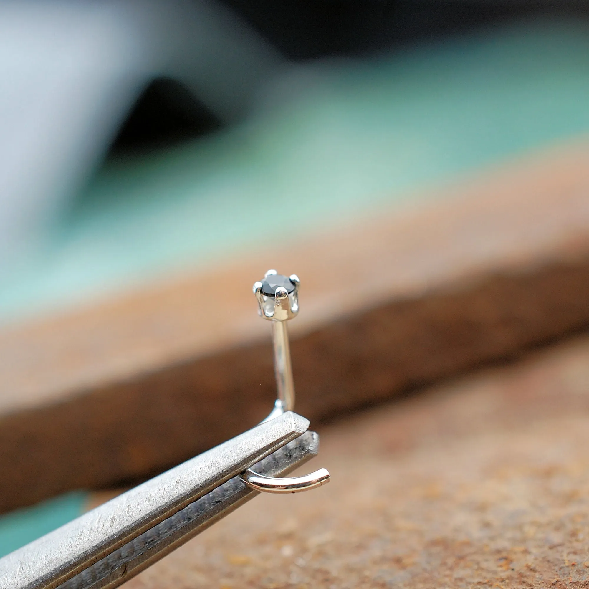 2mm Black Diamond Style Nose Stud