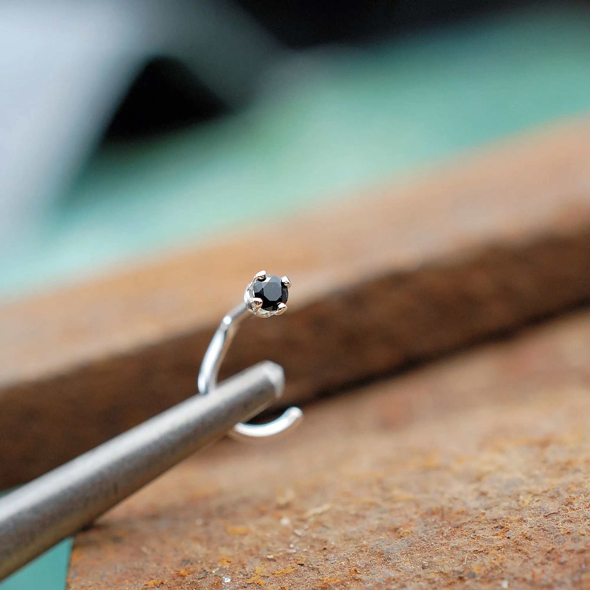 2mm Black Diamond Style Nose Stud