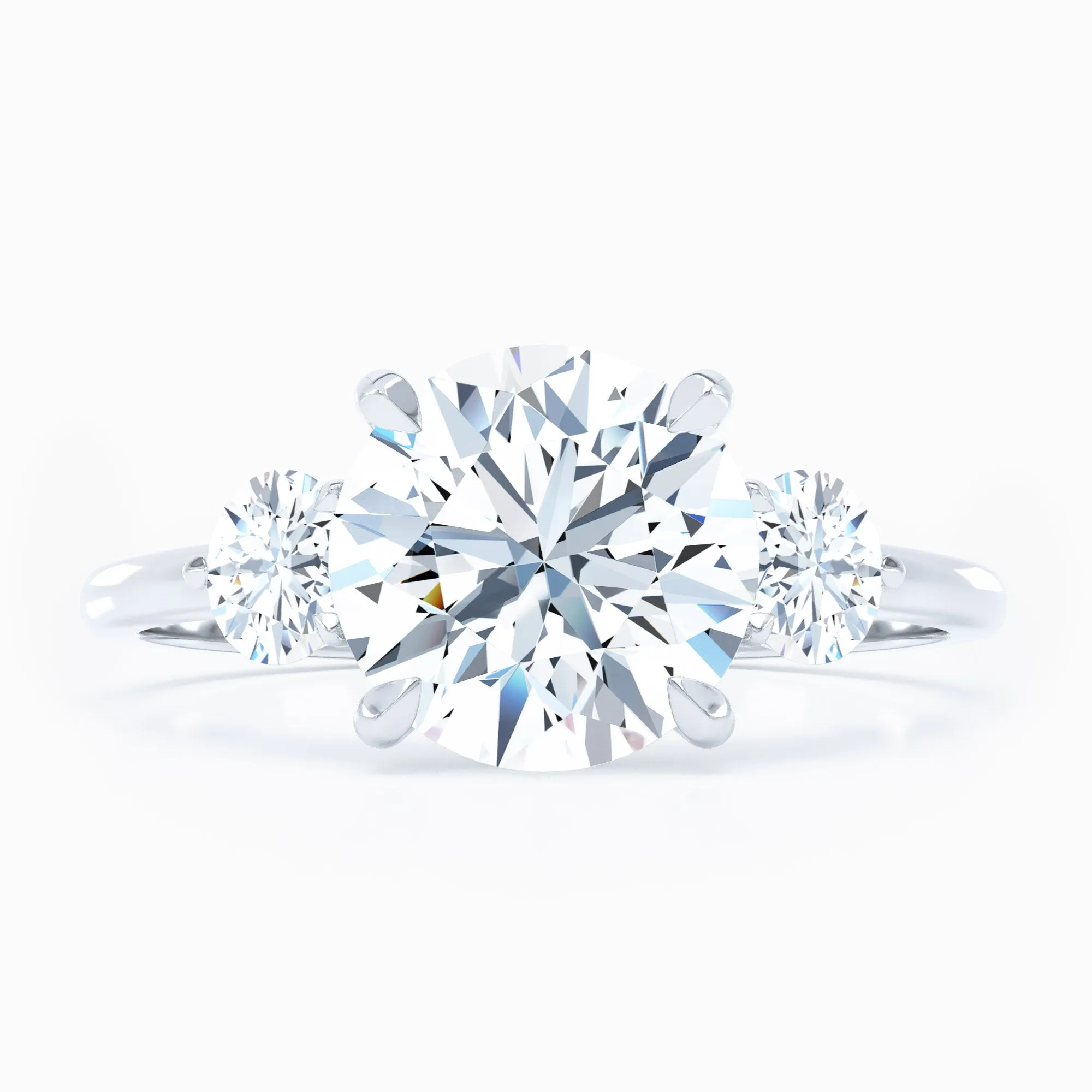 3 Stone - Round Sides - Round Engagement Ring