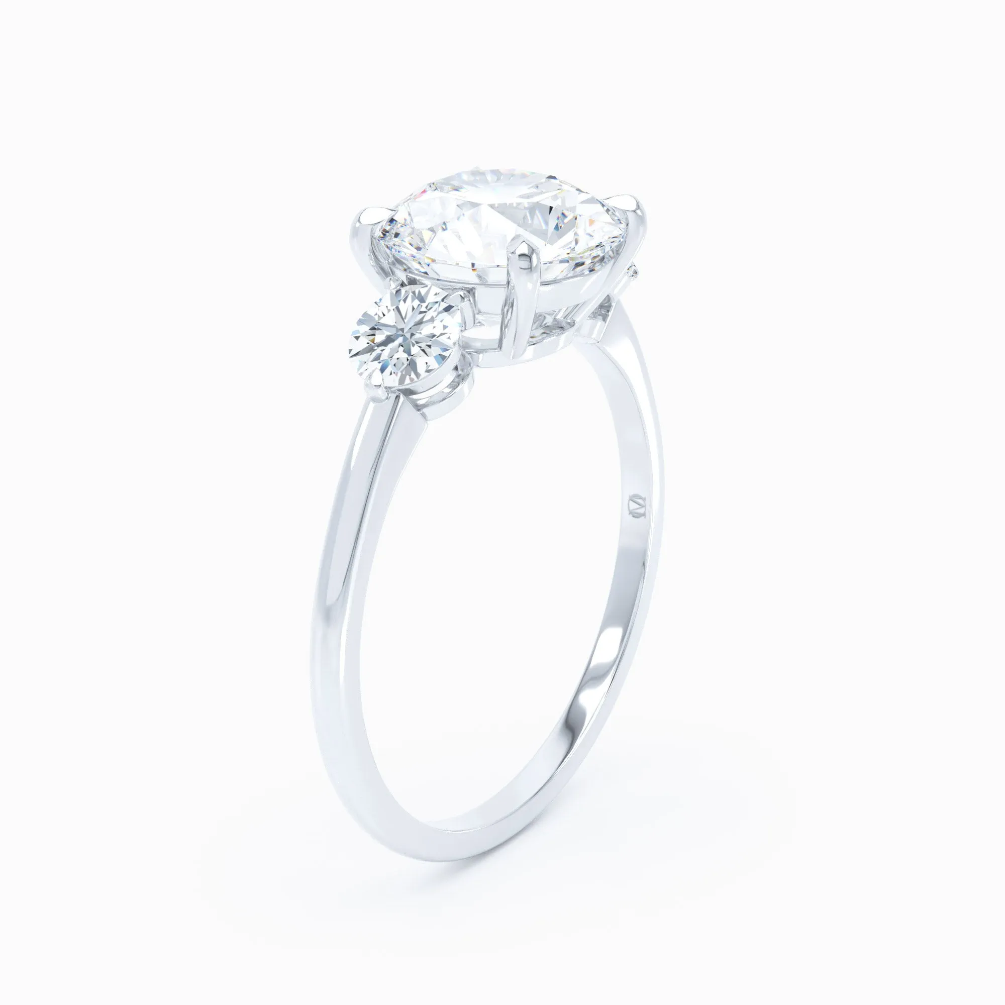 3 Stone - Round Sides - Round Engagement Ring