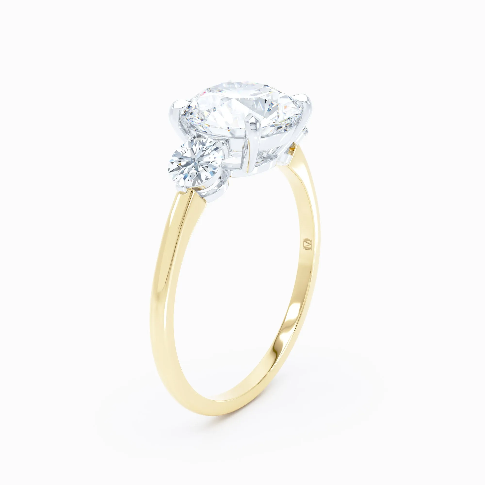 3 Stone - Round Sides - Round Engagement Ring