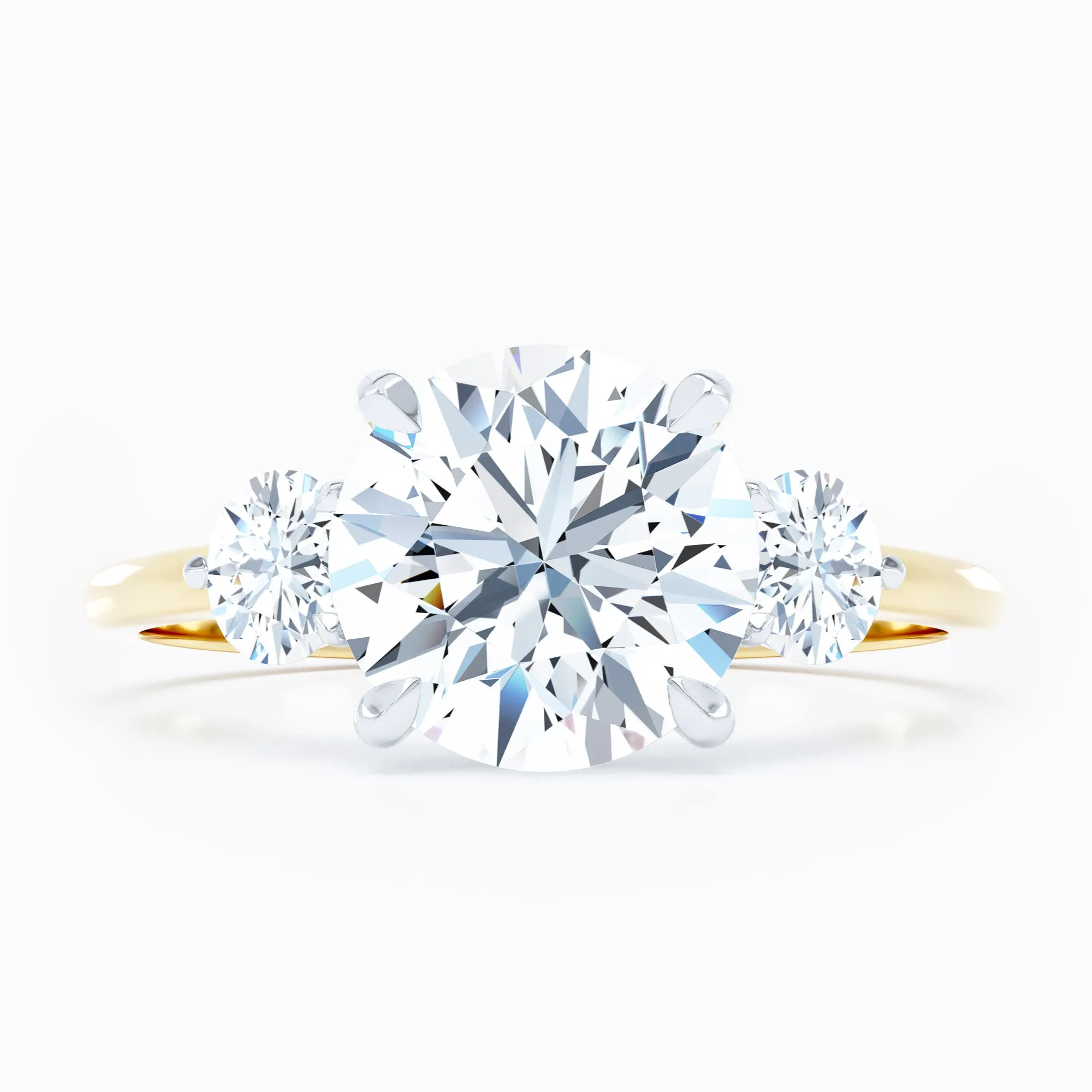 3 Stone - Round Sides - Round Engagement Ring