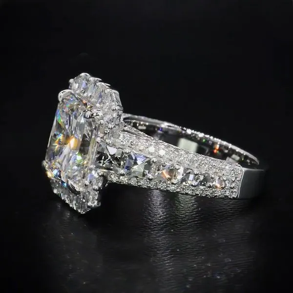 3.0 Carat "Dreamy Wedding" Radiant Cut Sterling Silver Engagement Ring