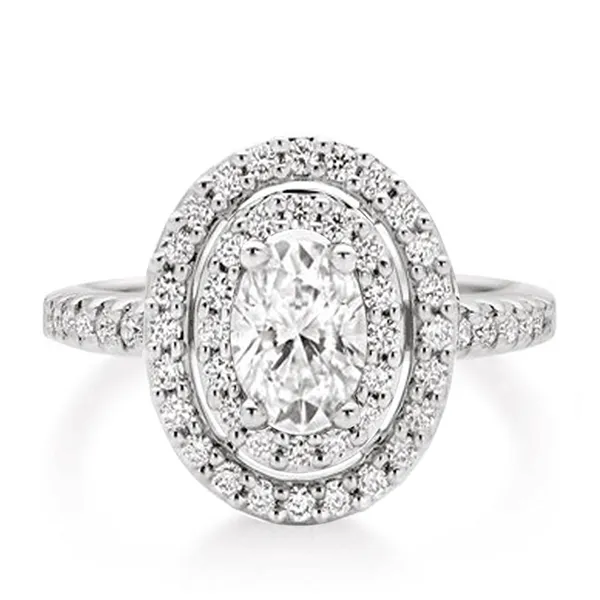 3.0ct Hollow Double Halo Oval Cut Engagement Ring