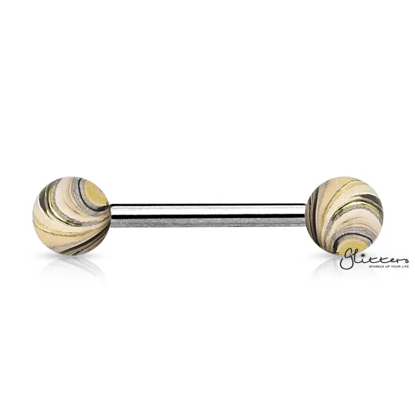 316L Surgical Steel Tongue Barbells with Multi Colour Plated Balls