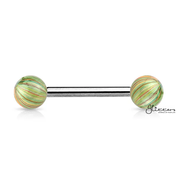 316L Surgical Steel Tongue Barbells with Multi Colour Plated Balls