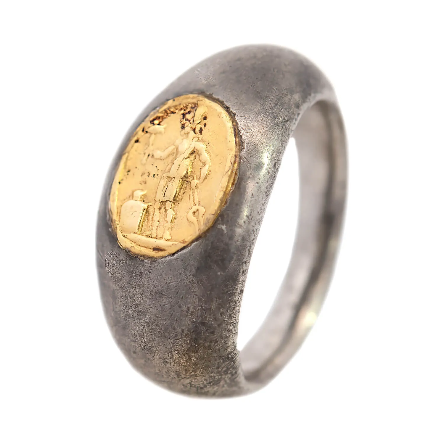 450 AD Silver   22k Roman Signet Ring