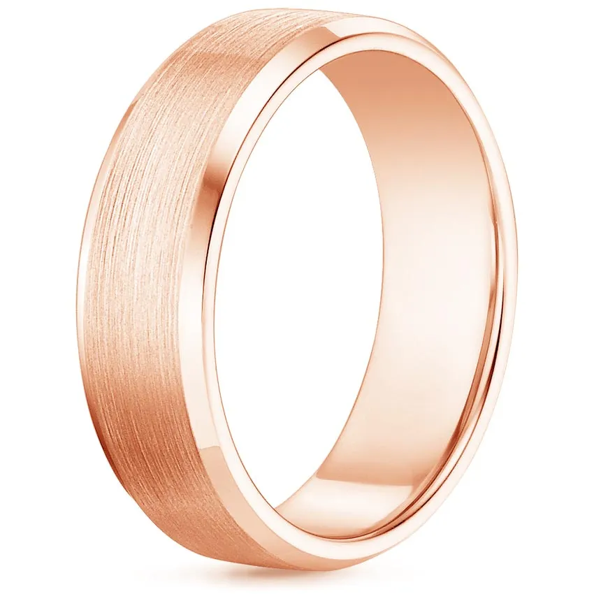 6.5mm Men's Beveled Edge Matte Wedding Ring - NM31