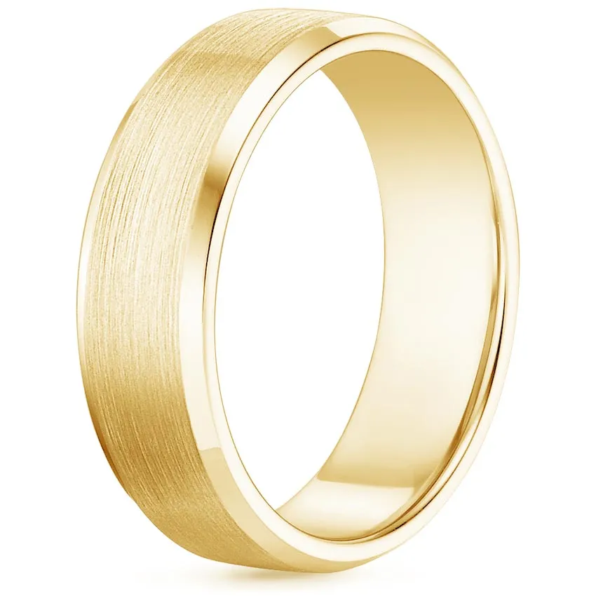 6.5mm Men's Beveled Edge Matte Wedding Ring - NM31