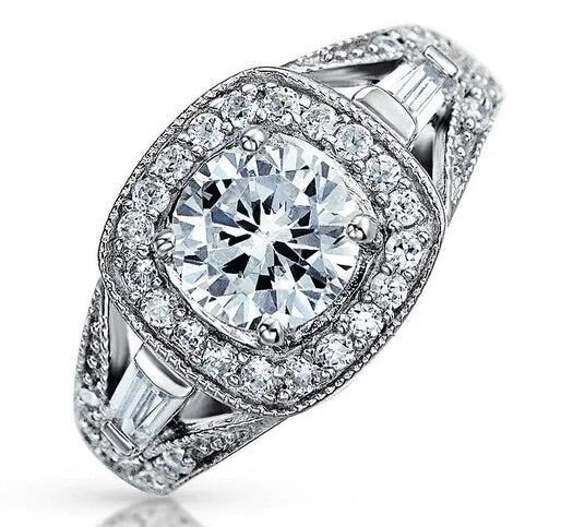 925 Silver CZ Wedding Bridal Engagement Ring