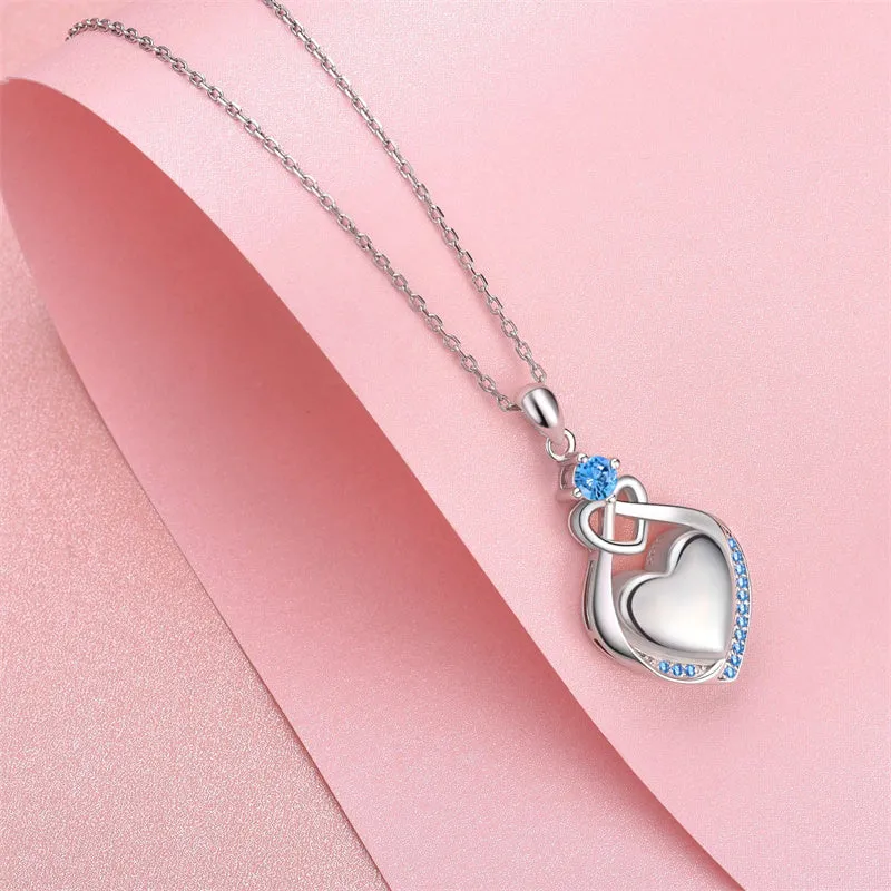 925 Sterling Silver Cremation Jewelry CZ Teardrop Urn Necklace for Ashes Heart Pendants Ashes Keepsake Jewelry