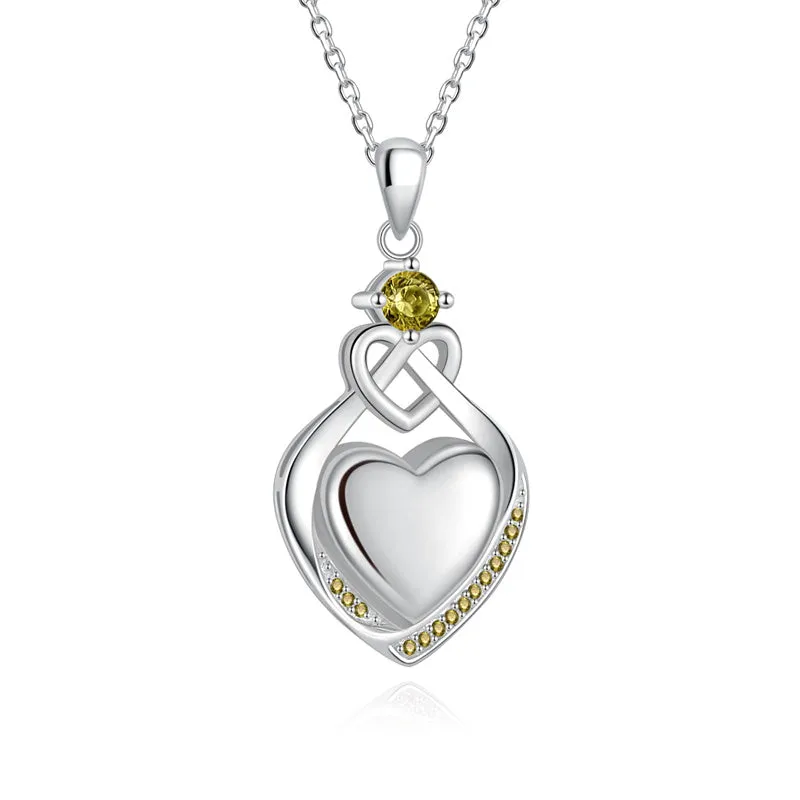 925 Sterling Silver Cremation Jewelry CZ Teardrop Urn Necklace for Ashes Heart Pendants Ashes Keepsake Jewelry