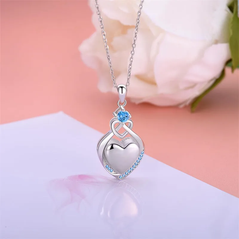 925 Sterling Silver Cremation Jewelry CZ Teardrop Urn Necklace for Ashes Heart Pendants Ashes Keepsake Jewelry