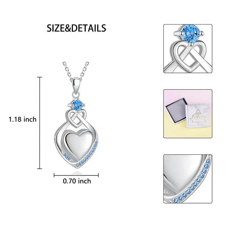 925 Sterling Silver Cremation Jewelry CZ Teardrop Urn Necklace for Ashes Heart Pendants Ashes Keepsake Jewelry