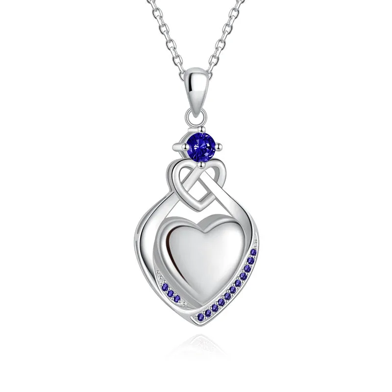 925 Sterling Silver Cremation Jewelry CZ Teardrop Urn Necklace for Ashes Heart Pendants Ashes Keepsake Jewelry