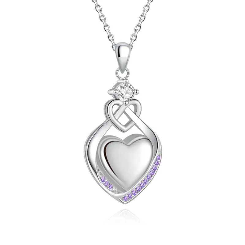 925 Sterling Silver Cremation Jewelry CZ Teardrop Urn Necklace for Ashes Heart Pendants Ashes Keepsake Jewelry