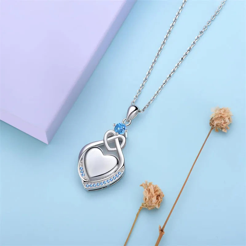 925 Sterling Silver Cremation Jewelry CZ Teardrop Urn Necklace for Ashes Heart Pendants Ashes Keepsake Jewelry