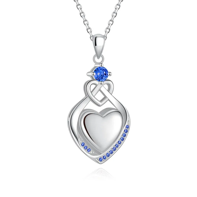 925 Sterling Silver Cremation Jewelry CZ Teardrop Urn Necklace for Ashes Heart Pendants Ashes Keepsake Jewelry