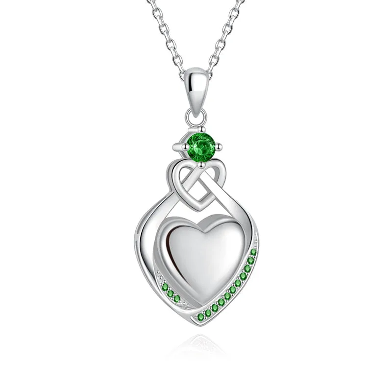 925 Sterling Silver Cremation Jewelry CZ Teardrop Urn Necklace for Ashes Heart Pendants Ashes Keepsake Jewelry