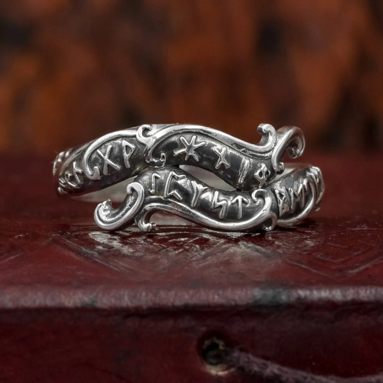 925 Sterling Silver Rune Ring/Wedding Band