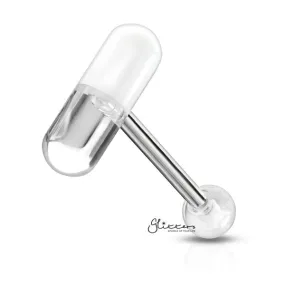 Acrylic 2-Color Pill Tongue Barbell - Clear