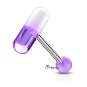 Acrylic 2-Color Pill Tongue Barbell - Purple