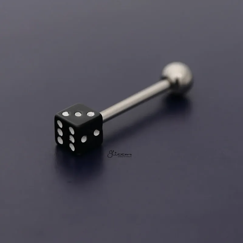 Acrylic Dice Tongue Barbell - Black