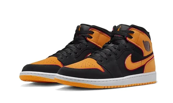 Air Jordan 1 Mid Fat Tongue Black Orange