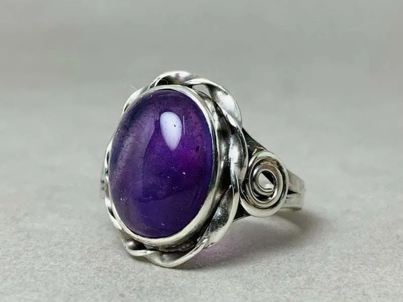 Amethyst Ring, 925 Sterling Silver Ring, February Birthstone Ring, Silver Amethyst Ring, Statement Ring, Purple Stone Ring, Boho Ring