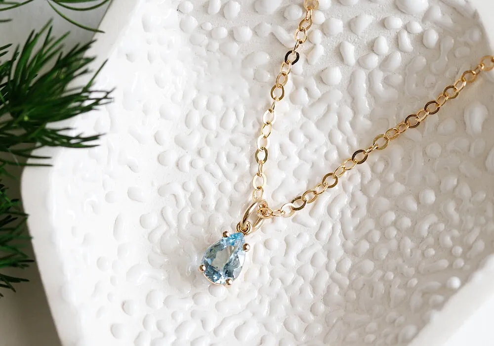 Aquamarine Solitaire Necklace