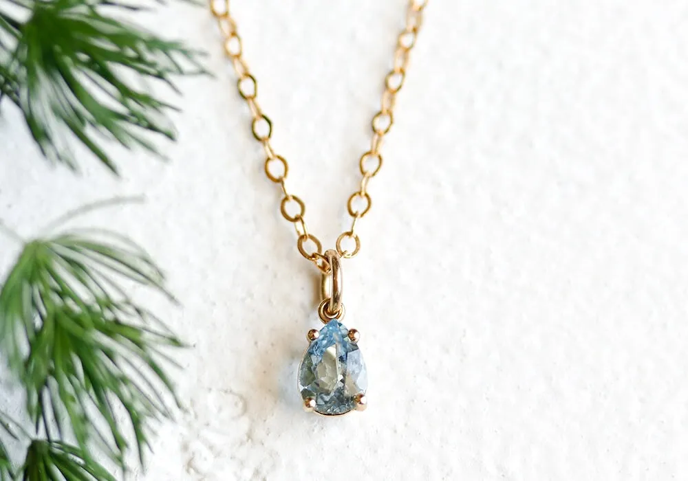 Aquamarine Solitaire Necklace