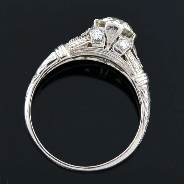 Art Deco Platinum Diamond Engagement Ring 1.16ct