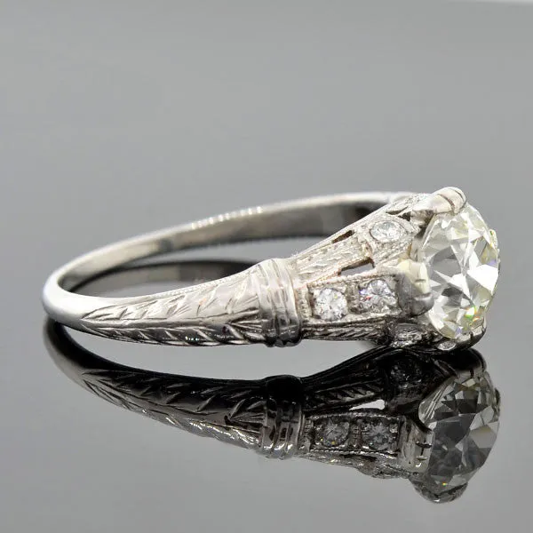 Art Deco Platinum Diamond Engagement Ring 1.16ct