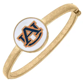 AUBURN TIGERS ENAMEL STATEMENT HINGE BANGLE IN WHITE