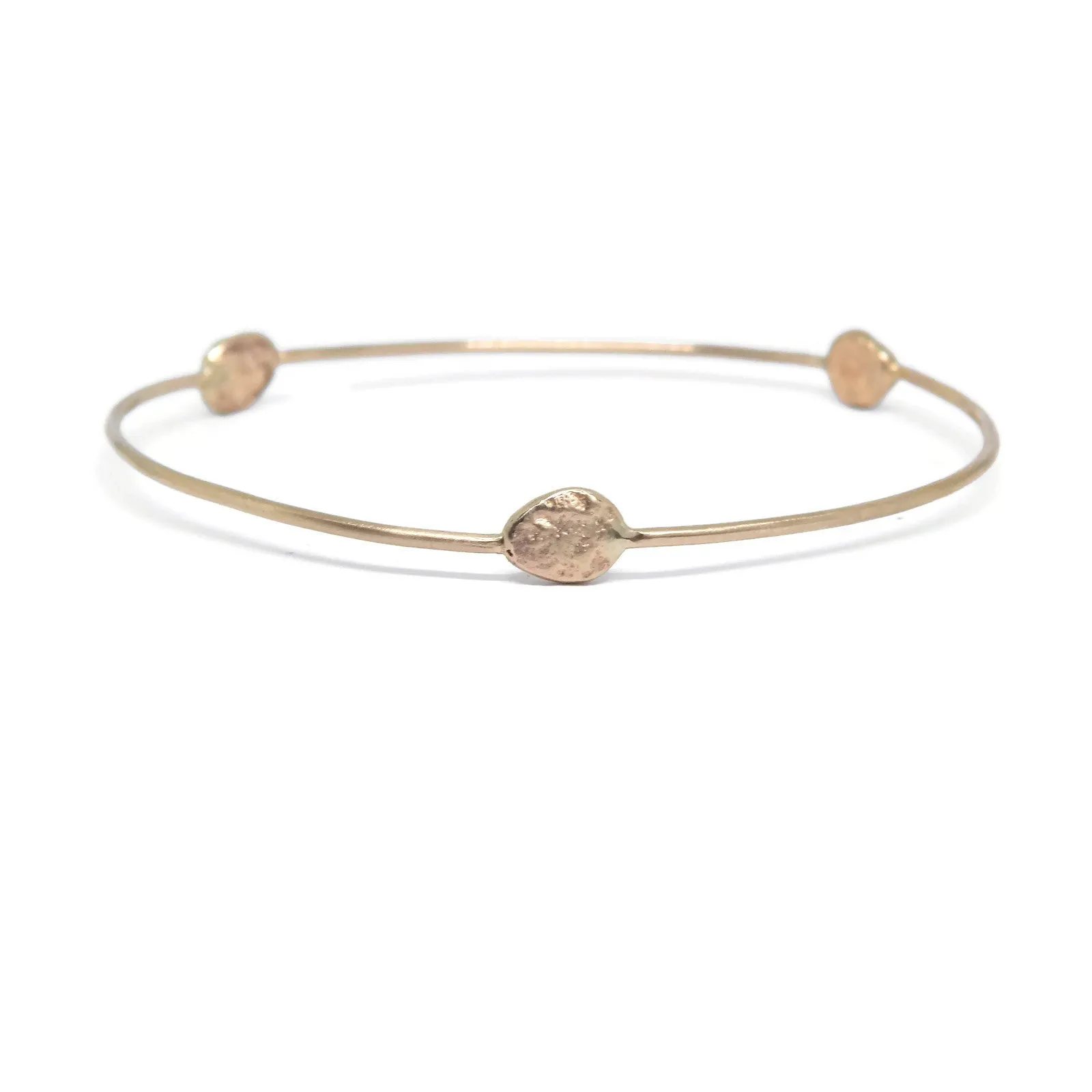 Beach Rock Bangle Bracelet- 14k Rose or Yellow Gold