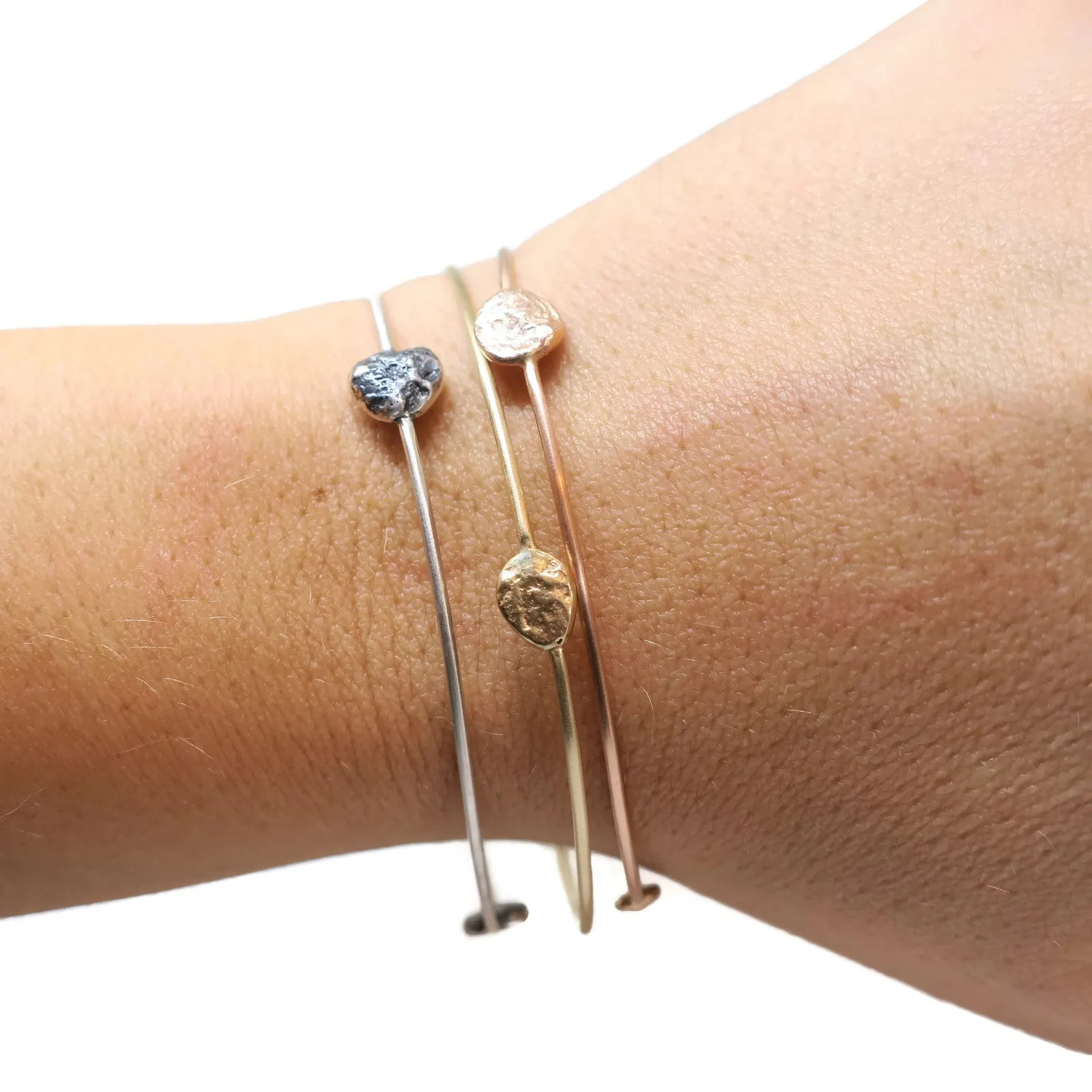 Beach Rock Bangle Bracelet- 14k Rose or Yellow Gold