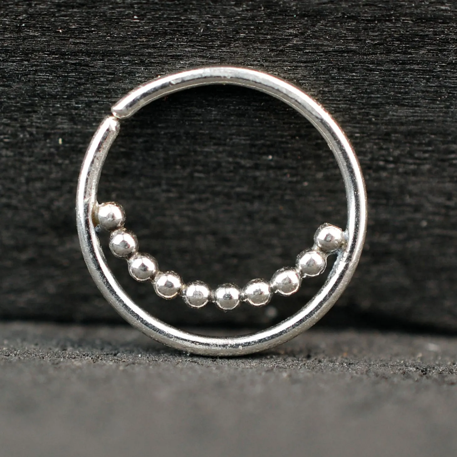 Beaded Silver Nose Ring