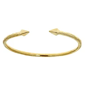 14K Yellow Gold West Indian Style Bangle Bracelet with Pyramid Ends by Better Jewelry