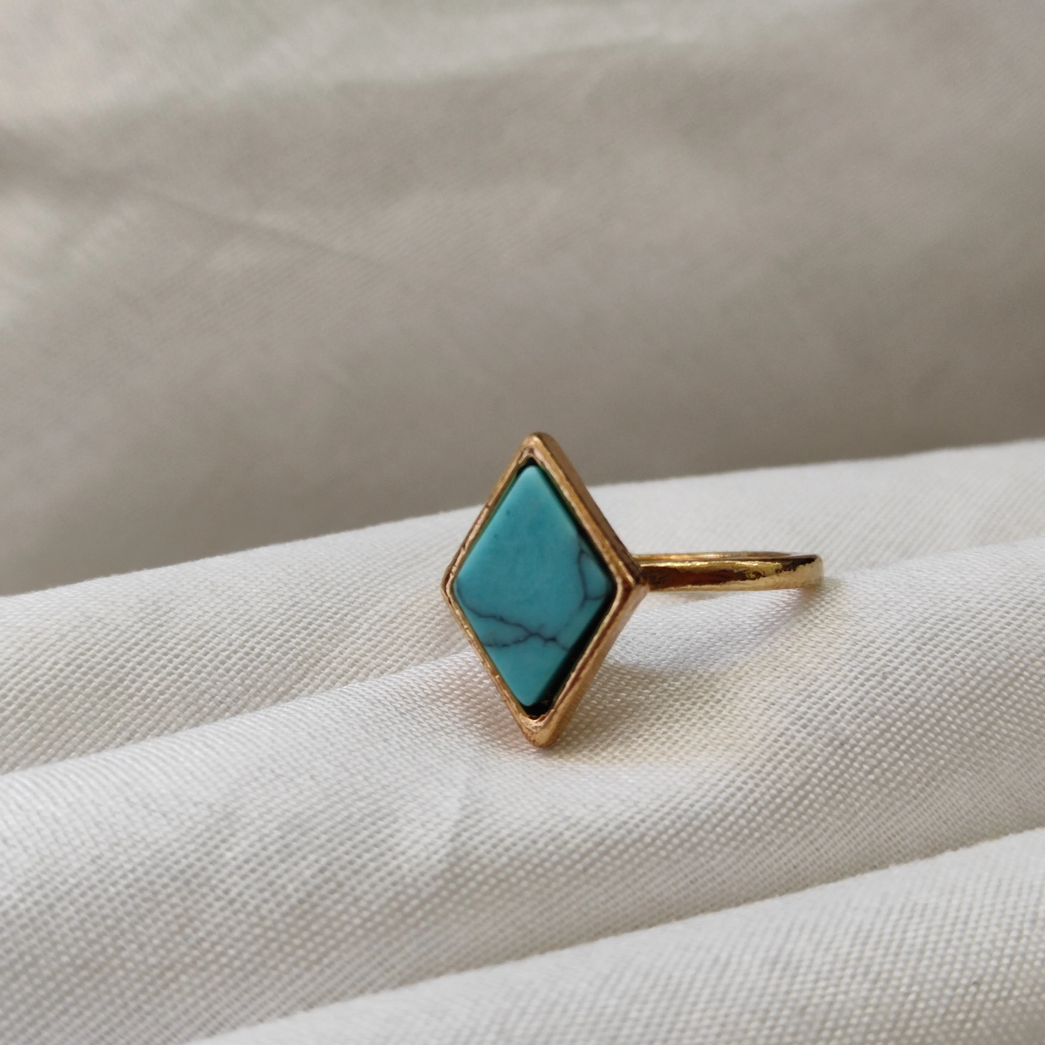 Bhavi Jewels Gold Plated Turquoise Finger Ring