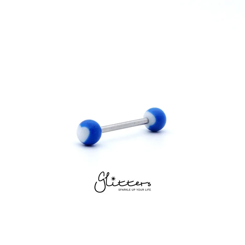 Blue Acrylic Ball with White Heart Tongue Barbell