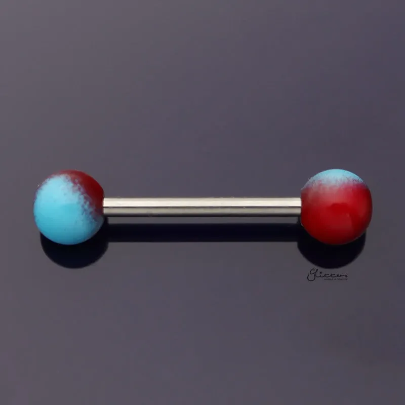 Blue and Red Colour Balls Tongue Barbell