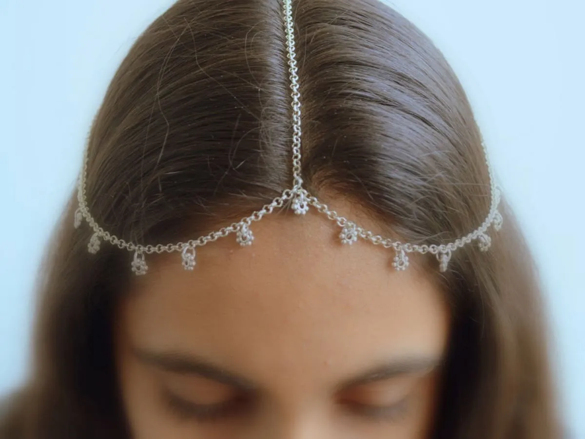 Boho Head chain, Forehead jewelry Matha Patti Tikka Headpiece, Indian hair accessory for Women,